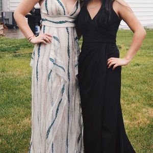 Black chiffon A line dress